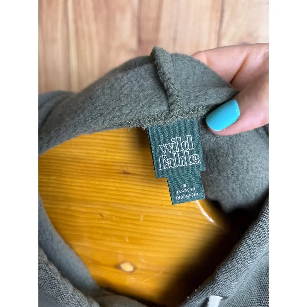 Wild Fable Cropped Hoodie Olive Green Women's Size S - Picture 2 of 4